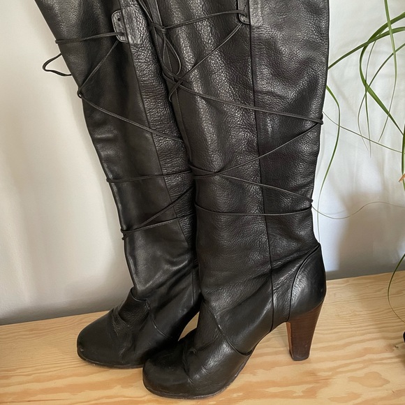 Dolce Vita Leather Knee High Laced Boot - Picture 1 of 6